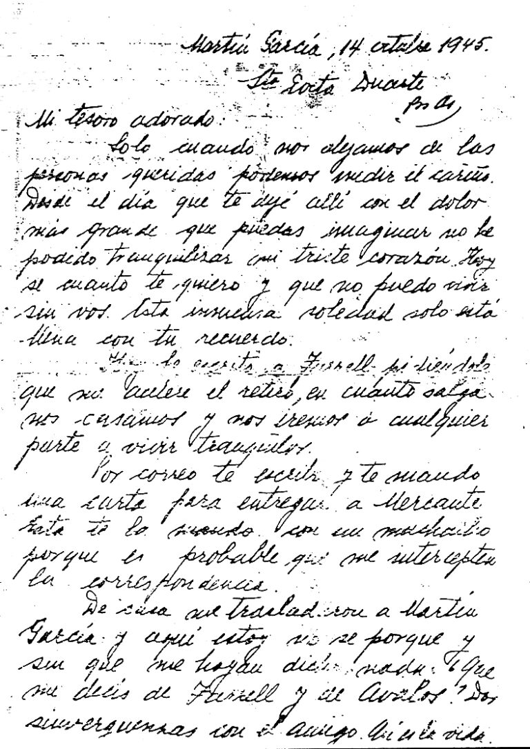 Carta de Perón a Evita